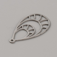 ステンレススチールペンダント  レーザー切断  ティアドロップチャーム  ステンレス鋼色  43x23x1mm  穴：2mm&nbsp;STAS-TAC0017-07P