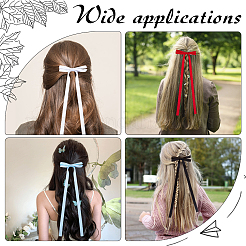 Заколки для волос из кожи аллигатора с большим бантом из полиэстера AJEW-CP0008-39C