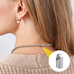 4 estremità del cordone in argento sterling a colonna&nbsp;STER-BC0004-47P