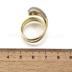 Латунные кольца-манжеты с микропаве и прозрачным цирконием для женщин RJEW-G347-15GP