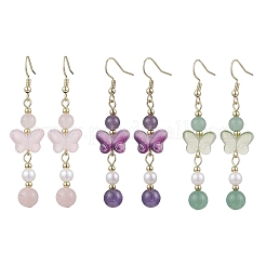 Серьги-подвески из натурального бисера EJEW-JE06317