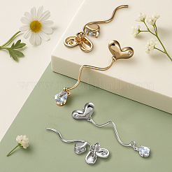 2 пара двухцветных серег-гвоздиков с кисточками из сплава со стразами&nbsp;EJEW-HY0001-07