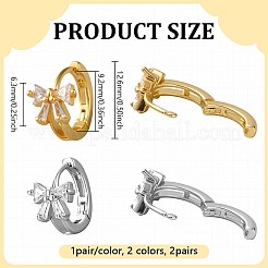 2 пара двухцветных серег-колец из латуни со стразами для женщин EJEW-GO0003-34