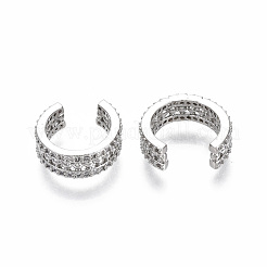 Boucles d'oreilles manchette en laiton zircon cubique transparent&nbsp;EJEW-R114-025P-NF