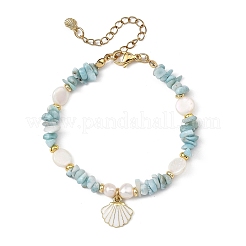 Armbänder mit Anhängern in Muschelform aus einer Legierung mit Emaille&nbsp;BJEW-JB13913