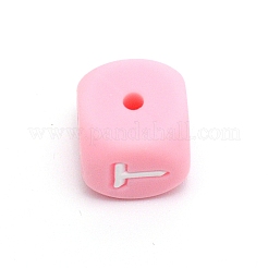 Perline dell'alfabeto in silicone per la realizzazione di braccialetti o collane&nbsp;SIL-TAC001-01B-T