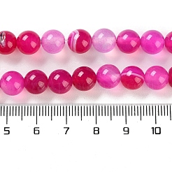 天然石縞瑪瑙/バンデットアゲートビーズ連売り  染め  ラウンド  マゼンタ  8mm  穴：1.2mm  約24個/連  7.48''（19センチメートル）&nbsp;X-G-Z060-A01-B06