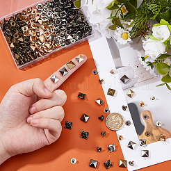 200 комплект из 4-х цветной латуни с железными плоскими квадратными заклепками FIND-FH0011-33A