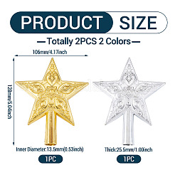 2 Stück 2 Farben Kunststoff Weihnachtsbaumspitze Stern Ornament&nbsp;AJEW-TA0003-49