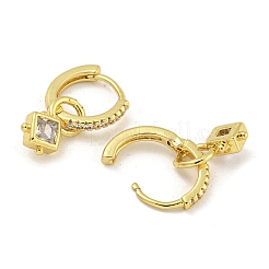 Серьги-кольца из латуни с паве из прозрачного кубического циркония для женщин&nbsp;EJEW-G410-47G