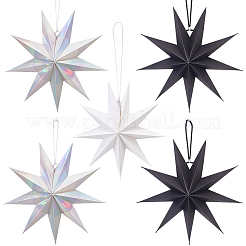 6 шт. 3-х цветная бумажная подвеска в виде звезды&nbsp;HJEW-GF0001-66B