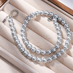 Ожерелья из круглых бусин из ракушечного жемчуга 8 мм NJEW-U026-15P