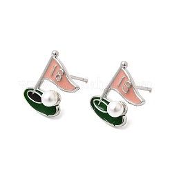 Серьги-гвоздики из латуни с эмалью в виде корабля&nbsp;EJEW-H180-24P