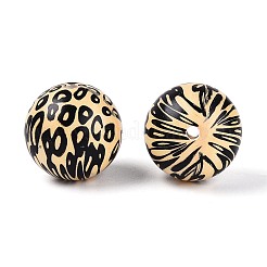 Круглые бусины из АБС-пластика с леопардовым принтом&nbsp;SACR-T017-75A-02