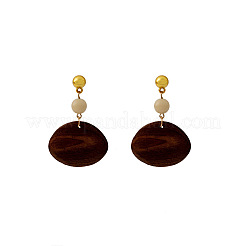Boucles d'oreilles pendantes en bois et laiton&nbsp;WGD57B9-01
