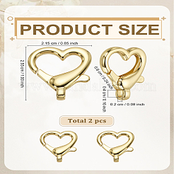 2 шт. латунные застежки-лобстеры в форме сердца&nbsp;KK-LP0004-45