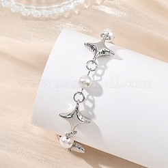 Armbänder aus Muschelperlen und Legierungsgliedern für Damen&nbsp;BJEW-JB13821