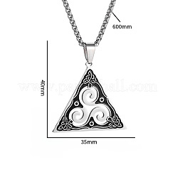 201 Edelstahl-Halsketten mit Wikingerknoten-Triskelion-Anhänger für Herren&nbsp;WGED209-01