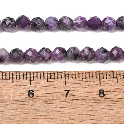 天然石チャロアイトビーズ連売り  ラウンド  多面カット  4~4.5mm  穴：0.6~0.7mm  約91~98個/連  15.35''（39cm）〜15.55''（39.5cm）&nbsp;GG-CBAA8F4-B09-4mm-B