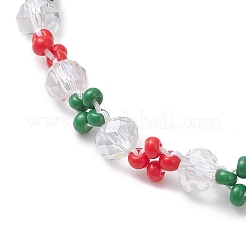 Рождественский браслет ручной работы из стеклянных бусинок и стеклянных семян&nbsp;BJEW-MZ00249-03