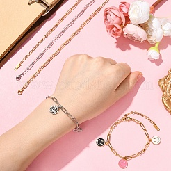 10шт 2 цвета браслеты-цепочки из нержавеющей стали 304&nbsp;BJEW-YW00013-01