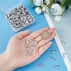 316サージカルステンレススチールペンダント200個  パフムーン  ステンレス鋼色  16x8x3mm  穴：1.5mm&nbsp;STAS-DC0005-63