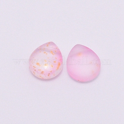 透明なチェコのガラスペンダント  金箔  ティアドロップ  ピンク  12x10x5mm  穴：1mm&nbsp;GLAA-CJC0003-01D