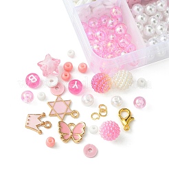 Kit di gioielli con braccialetti rotondi in acrilico e perle di vetro fai da te&nbsp;DIY-FS0006-29A