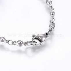 変色しにくい304ステンレススチールリンクブレスレット  カニカン付き  クロス＆フラットラウンド  ステンレス鋼色  6-7/8インチ（17.5cm）  3mm&nbsp;BJEW-F330-11P-05
