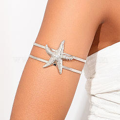2 brazalete de aleación con forma de estrella de mar de 2 estilos para niñas y mujeres.&nbsp;BJEW-CY0001-05P