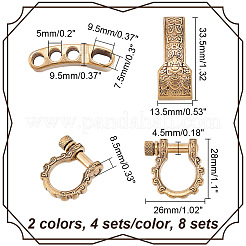 8 комплект двухцветных регулируемых винтовых штифтовых скоб из сплава FIND-UN0003-72