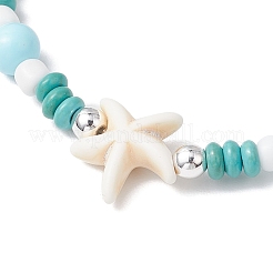 Синтетическая бирюза и фарфор и окрашенные натуральные бусины говлита эластичные браслеты для женщин&nbsp;BJEW-JB11793-03