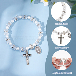 24 Stück Stretch-Armbänder aus Kunstperlen aus Acryl für Damen&nbsp;BJEW-HS00007
