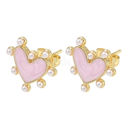 Orecchini a perno in ottone smaltato per San Valentino&nbsp;EJEW-G464-02G