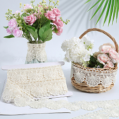 4.7~5 Yards Baumwoll-Spitzenband in Muschelform mit Blumen&nbsp;OCOR-GF0003-95C