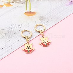 Pendientes de aro huggie de latón para navidad&nbsp;EJEW-JE04509