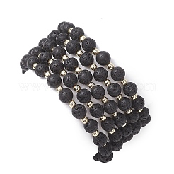 Браслеты из натуральных бусин из лавы и культивированного пресноводного жемчуга для женщин BJEW-JB12868