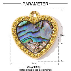 Подвески из ракушек пауа из нержавеющей стали 304&nbsp;STAS-OY002-14G