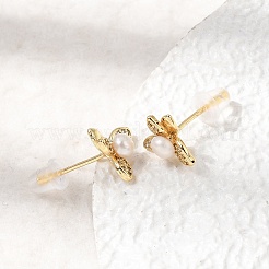 Pendientes de tuerca de circonio cúbico con micro pave de latón&nbsp;AJEW-H158-03G