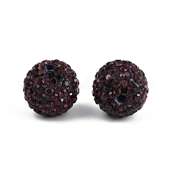 A級ラインストーンパヴェボールディスコビーズ  ユニセックスジュエリーには  ラウンド  アメジスト  14mm  穴：1.5mm&nbsp;RB-Q104-1