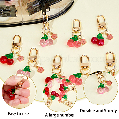 8 pendentif décoratif en alliage émaillé en résine de cerisier et fleur&nbsp;HJEW-DC00032