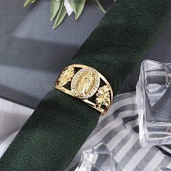 Кольца для женщин с микропаве из латуни и прозрачными кубическими цирконами&nbsp;RJEW-Z081-01G