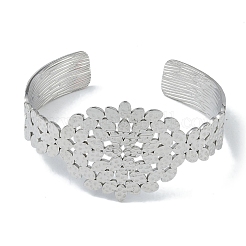 Не тускнеющие овальные листовые браслеты-манжеты для женщин из нержавеющей стали 304&nbsp;BJEW-U002-09P