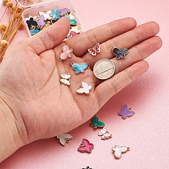 合金エナメルチャーム  蝶  ミックスカラー  10.5~17x13~14.5x2mm  穴：1.4~1.8mm  60個/箱&nbsp;ENAM-TA0001-66