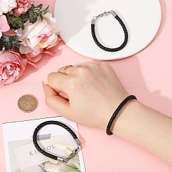 3шт. браслет из искусственной кожи с широким шнуром и застежкой-карабином из нержавеющей стали для мужчин и женщин BJEW-CA0001-10A