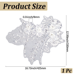 Appliques brodées par ordinateur en polyester à motif floral et strass&nbsp;DIY-WH20050-16B