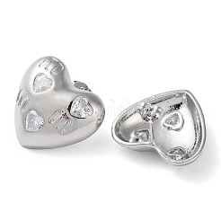 Серьги-гвоздики из латуни с микро-паве и прозрачным фианитом в форме сердца EJEW-A034-06P