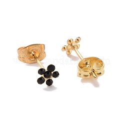 Pendientes de flor con rhinestone y pasadores de acero inoxidable quirúrgico 316L&nbsp;EJEW-P204-03G-04