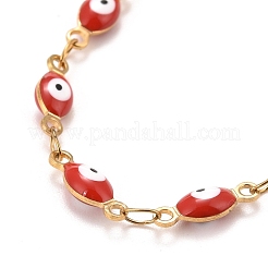 Bracelet chaînes à maillons œil de cheval en émail&nbsp;BJEW-P271-05G-02