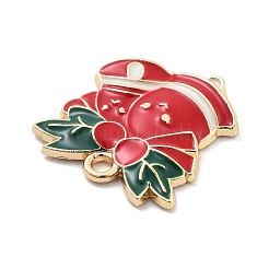 クリスマステーマ合金エナメルペンダント  ライトゴールド  クリスマス鐘  30x20x3mm  穴：3mm&nbsp;X-ENAM-D060-04C